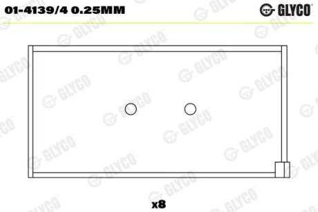 Шатунний підшипник Glyco 01-4139/4 0.25MM