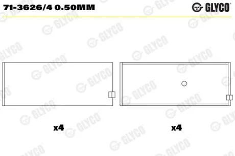Шатунний підшипник Glyco 71-3626/4 0.50MM