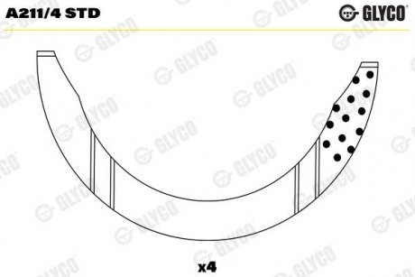 Полукольца AS STD Peugeot 2.3D / TD / 2.5D / TD XD Glyco A211/4 STD