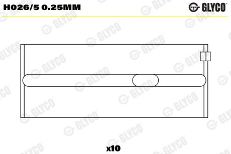 Подшипник коленвала Glyco H026/5 0.25MM