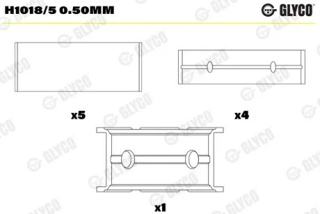 Підшипник колінчастого валу Glyco H1018/5 0.50MM