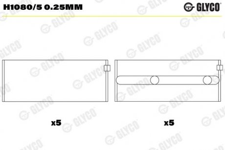 Підшипник колінчастого валу Glyco H1080/5 0.25MM