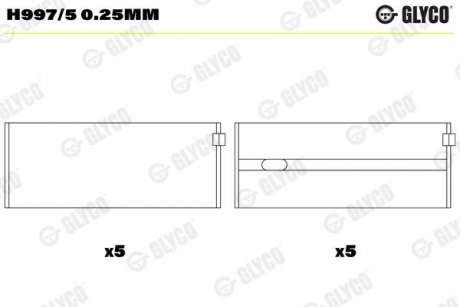 Підшипник колінчастого валу Glyco H997/5 0.25MM