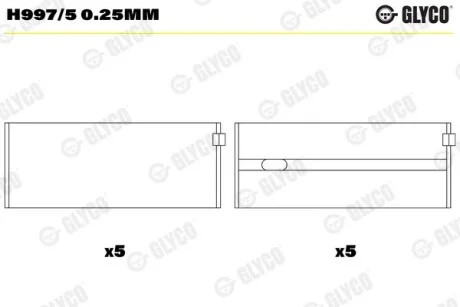 Подшипник коленвала Glyco H997/5 0.25MM