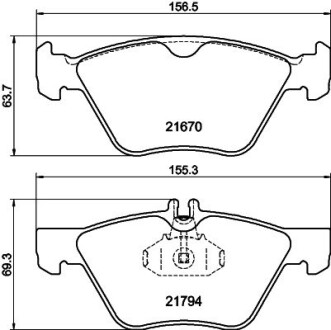 К-кт колодок перед. Mercedes E-Series (W211) / SLK-Series (W170) / CLK-Series (W208) / E-Series (W210) / Chrysler Crossfire (95-09) Hella pagid 8DB 355 007-861 (фото 1)