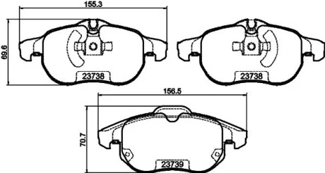 Тормозные колодки дисковые перед. Opel Signum / Vectra C 1.8 / 1.9Cdti Hella pagid 8DB 355 009-311