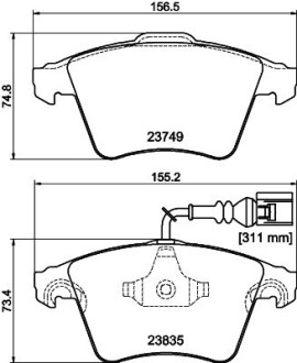 Колодки гальмівні передні VW Touareg 02-10 (ATE) Hella pagid 8DB355011-621 (фото 1)