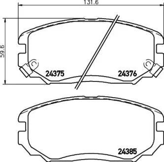 Гальмівні колодки перед. Hyundai Tucson 04-10 (mando) (131,5x60,2x17,5) Hella pagid 8DB355012-461
