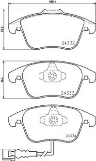 Тормозные колодки перед. Tiguan 07-/Sharan 10- (Ate-Teves) Hella pagid 8DB355014-031