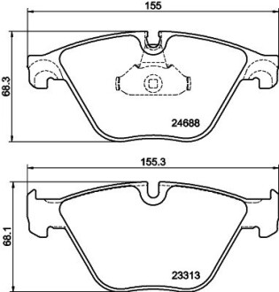 Тормозные колодки перед. BMW 5 (F10) 10- (ATE) (155,1x68,5x18,9) Hella pagid 8DB355015-261 (фото 1)