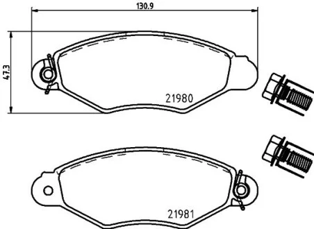 Гальмівні колодки дискові. PSA 206/306 / Xsara / Renault Kangoo 05.93- Hella pagid 8DB 355 019-311