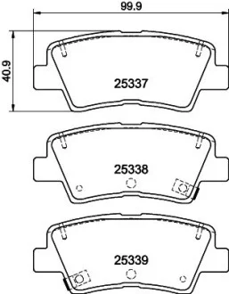 Гальмівні колодки дискові зад. Hyundai I30/Sonata 2.0 CRDi 06-/Kia Carens 13-/Ceed 12-/Ssangyong New Actyon/Korando 10- Hella pagid 8DB 355 019-981