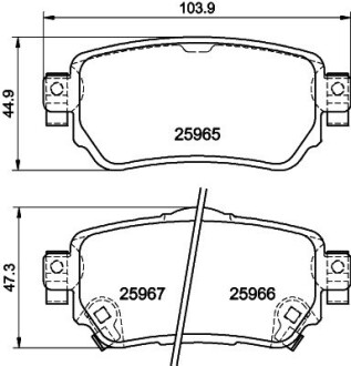 Гальмівні колодки дисковi зад. Nissan Qashqai II Renault Kadjar 1.2-1.6D 11.13- Hella pagid 8DB 355 021-491 (фото 1)