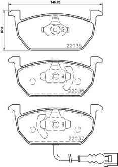 Колодки гальмівнi перед. Audi A3 Seat Leon, Leon Sc, Leon St Skoda Octavia Vw Golf Alltrack, Golf Sportsvan, Golf Vii 1.0-2.0D 08.12- Hella pagid 8DB 355 021-951 (фото 1)