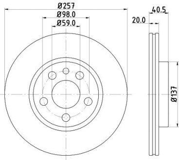 Диск гальмівний перед. Fiat Scudo 96- Hella pagid 8DD 355 105-621 (фото 1)