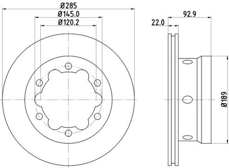 Гальмівний диск заднiй DB Sprinter Series (W906)/Sprinter Series (W903)/Sprinter Series (W904)/LT (95-06) Hella pagid 8DD 355 105-811 (фото 1)