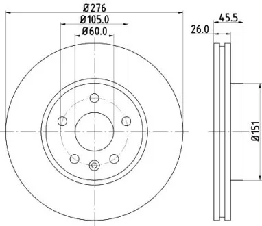 Тормозной диск перед. Aveo/Cruze 11-/ Astra J 09- (276x26) Hella pagid 8DD355116-351