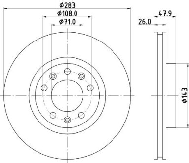 Тормозной диск передний Peugeot 308 II, 308 Sw II 1.2-2.0D 09.13- Hella pagid 8DD 355 120-481 (фото 1)