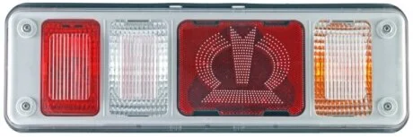 Ліхтар задній Прав (LED/P21W, 24В, з індикатором, світло протитуманних фар, світло заднього ходу, із стоп-сигналом, паркувальні вогні, аварійний трикутник) KRONE HELLA 2VP340961521 (фото 1)
