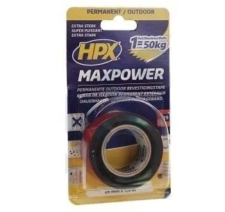 Двостороння клейка стрічка MAXPOWER / універсальна / чорна / 25 мм • 1,5 м / HPX OT2502S