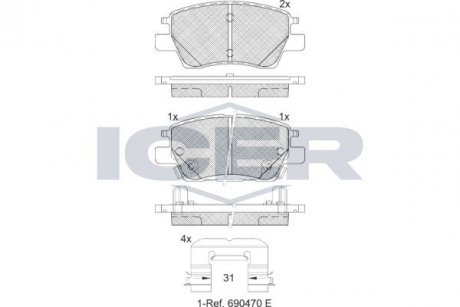 Комплект гальмівних колодок (дискових) ICER 182311