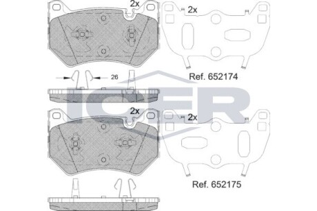 Комплект гальмівних колодок (дискових) ICER 182385
