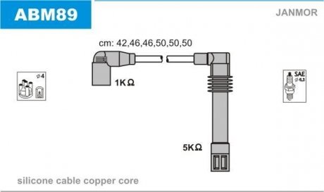 Провода Audi A4 / A6 / A8 2.4 / 2.6 / 2.8 95- Skoda SuperB 2.8 V Janmor ABM89 (фото 1)