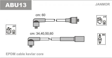 Провода в / в (каучук Kevlar) VW Golf 3 1.8-2.0 91- Janmor ABU13