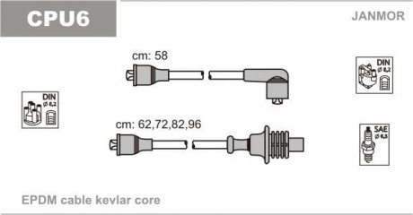 Провода высоковольтные Peugeot 205 1.6 87-92 Janmor CPU6 (фото 1)