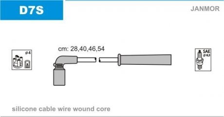 Провода высоковольтные Daewoo Lanos, Nubira 1.6 16V Janmor D7S (фото 1)