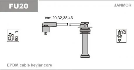 К-кт в / в провода Ford Focus 1,8I.2,0I.Mondeo 1,6I-2,0 (каучук) Janmor FU20
