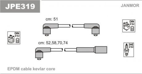Провода высоковольтные Mazda 323 BG 1.3-1.8 OHC 89-94 Janmor JPE319 (фото 1)