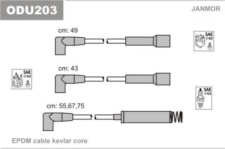 Провода высоковольтные Opel 1,3-1,6 Janmor ODU203 (фото 1)