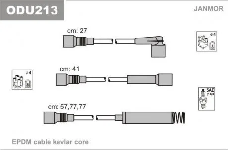 Провід високовольтні Opel Astra / Vectra CD-GT-GSi 1.8i / 2.0 (Mot C18NZ Janmor ODU213