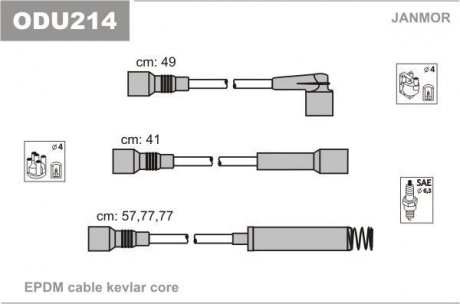 Комплект проводов / о Opel Astra F 1.8-2.0 91-98 Janmor ODU214 (фото 1)