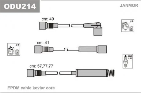 Комплект дротів/про Opel Astra F 1.8-2.0 91-98 Janmor ODU214