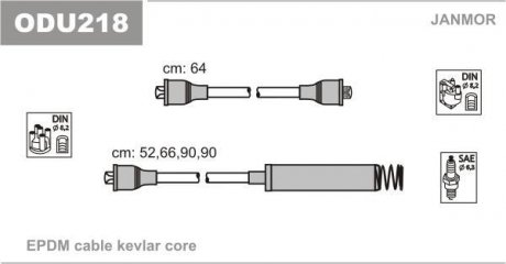 Провода высоковольтные Opel Kadett 1.8, 2.0 84-92 Janmor ODU218 (фото 1)