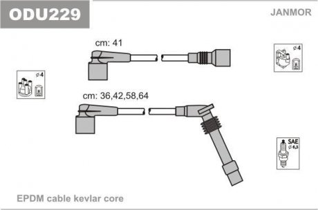 Провода высоковольтные Opel 1.4 Astra / Corsa / Vectra Janmor ODU229 (фото 1)