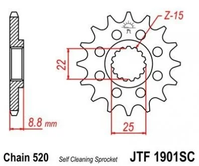 Передня зірка - легка - для 520 ланцюга-14зуб. KTM EXC/SX/SX-F JT MOTO 100-406-14
