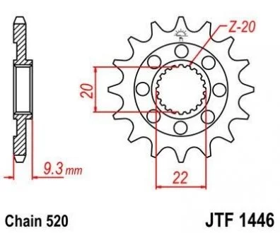 Передня зірка - легка - для 520 ланцюга-13зуб. KX250F\'06- JT MOTO 100-410-13