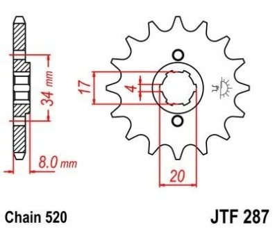 Передня зірка 14зуб. XL350R/CB250Nighthawk/Twofift JT MOTO 101-423-14