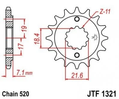Передня зірка 13зуб. CBF 250 JT MOTO 101-442-13