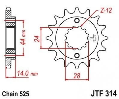 Передня зірка 16зуб. XRV750 Africa Twin ?90-03 JT MOTO 101-552-16