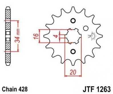 Передня зірка 15зуб. YBR125?05-/SR125?95/XT125?05- JT MOTO 102-329-15