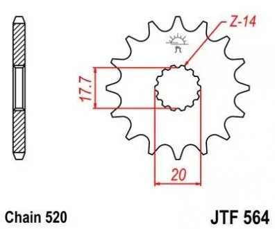 Передня зірка 13зуб. YZ125 `87- JT MOTO 102-411-13