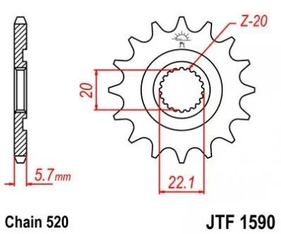 Передня зірка 13зуб. YZ250F`01/WR250F`01- JT MOTO 102-412-13