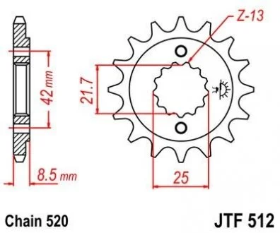 Передня зірка 16зуб. GPZ500S/KLE500`91-/EN500C JT MOTO 104-463-16