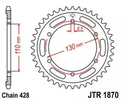 Зірка 44зуб. YBR250`07- JT MOTO 112-374-44