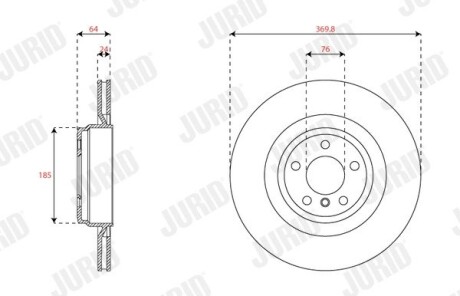 Гальмівний диск задній BMW 5-Series, 7-Series Jurid 563515JC1