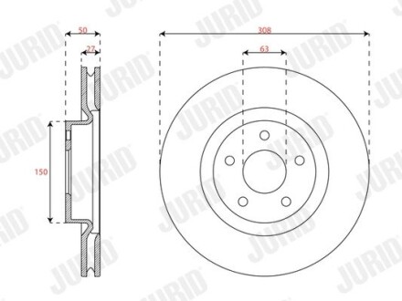 Гальмівний диск передній Ford IV, Kuga III Jurid 563664JC